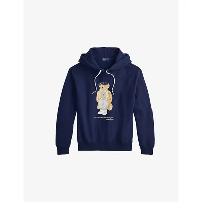 Polo Ralph Lauren Navy Blue Polo Bear Hoodie In Blue