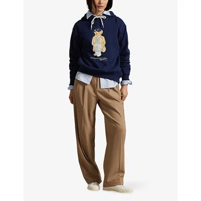 Polo Ralph Lauren Navy Blue Polo Bear Hoodie In Blue