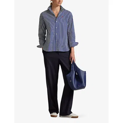 Polo Ralph Lauren Stripe Relaxed Fit Cotton Button-up Shirt In Blue