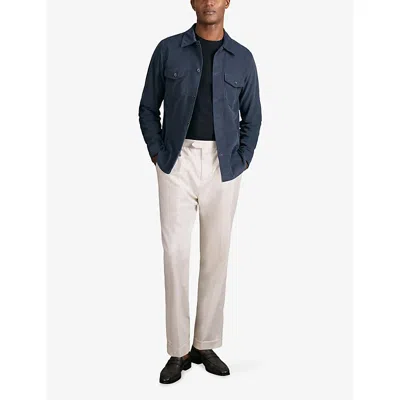 Reiss Mens Kai Twin-pocket Regular-fit Corduroy Overshirt Airforce Blue Xs In Blue