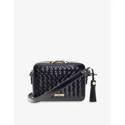 Aspinal Of London Womens Interlock-weave Leather Camera Bag Black