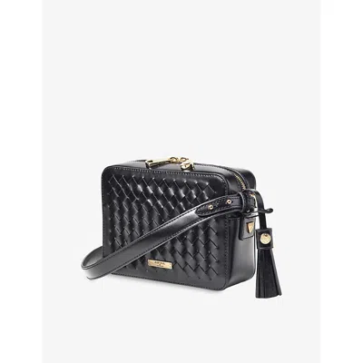 Aspinal Of London Womens Interlock-weave Leather Camera Bag Black