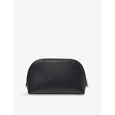 Aspinal Of London Black Classic Small Saffiano-leather Cosmetic Case In Black