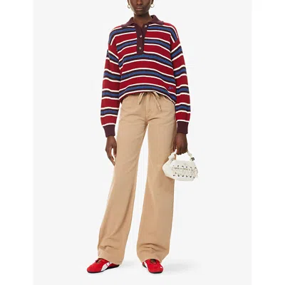 Damson Madder Womens Sylvie Straight-leg Denim Jeans Tan In Brown