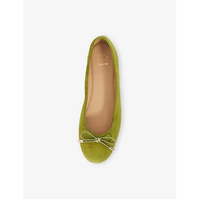 Dune Womens Highest Suede Ballet Flats Green Suede Eur 41 / 8 Uk In Green