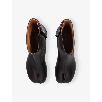 Maison Margiela Split Toe Leather Mid-calf Boots In Black