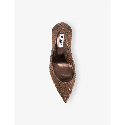 Dune Womens Hotfix Diamante-embellished Mesh Courts Dark Brown Synthetic Eur 37 / 4 Uk In Multi