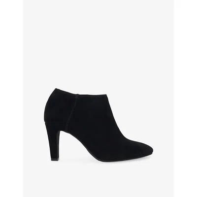 Dune Womens Black-suede Opinion Block-heel Suede Ankle Boots In Multi