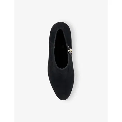 Dune Womens Black-suede Opinion Block-heel Suede Ankle Boots In Multi