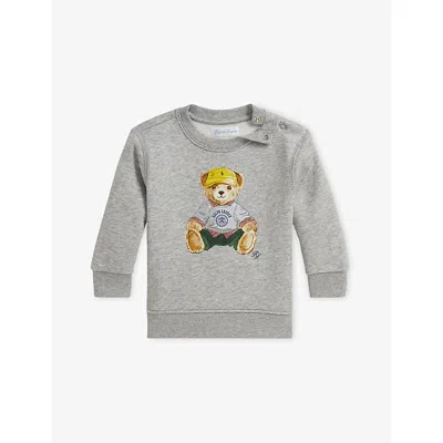 Polo Ralph Lauren Baby Boy Polo Bear Fleece Cotton-blend Sweatshirt Grey In Gray