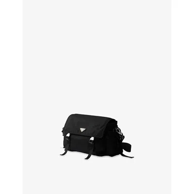 Prada Pattina Shoulder Bag Adjustable Strap In Black