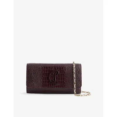 Christian Louboutin Womens Amara Loubi54 Faux-croc Leather Wallet-on-chain In Burgundy