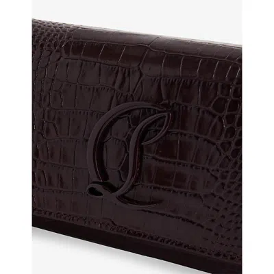 Christian Louboutin Womens Amara Loubi54 Faux-croc Leather Wallet-on-chain In Burgundy