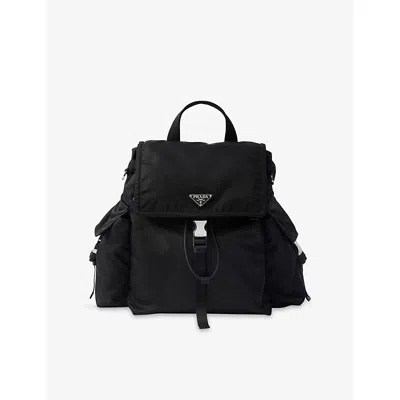 Prada Explore Re-nylon And Leather Backpack In Black