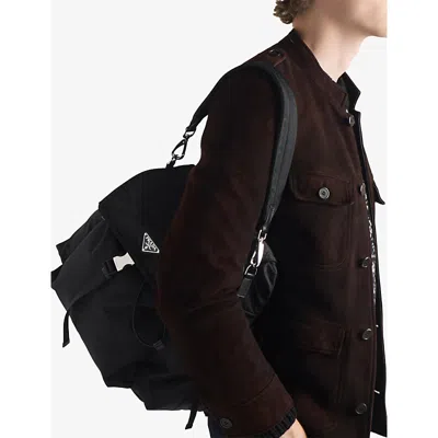 Prada Explore Re-nylon And Leather Backpack In Black