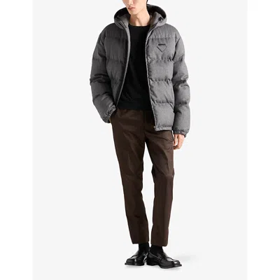 Prada Men's Chevron Down Jacket In Gray