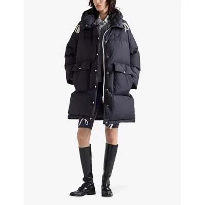 Prada Soft Canvas Down Parka In Blue