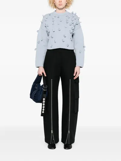 Jw Anderson Textured-pompom Sweater In Blue
