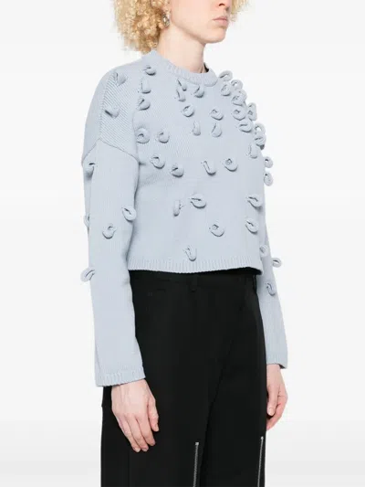 Jw Anderson Textured-pompom Sweater In Blue