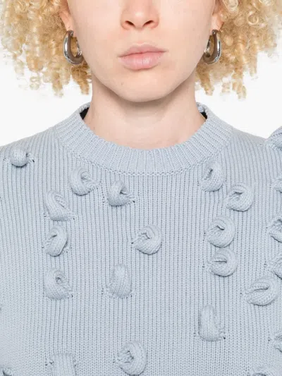 Jw Anderson Textured-pompom Sweater In Blue