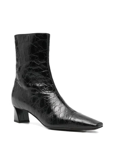 Giuseppe Zanotti Crocodile-effect Block-heel Boots In Black