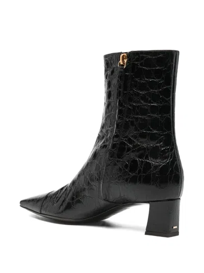 Giuseppe Zanotti Crocodile-effect Block-heel Boots In Black