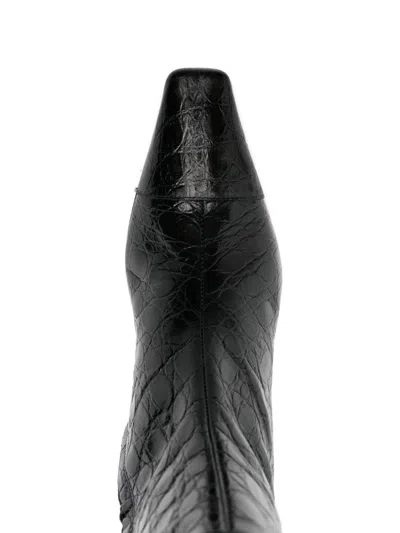 Giuseppe Zanotti Crocodile-effect Block-heel Boots In Black
