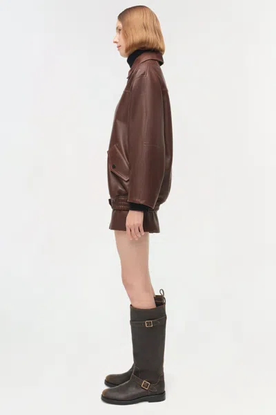 Simkhai Huntington Oversized Jacket Distressed Chocolate In Brown