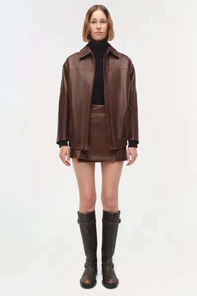 Simkhai Huntington Oversized Jacket Distressed Chocolate In Brown