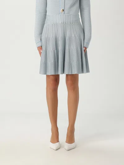 Balmain Knit Miniskirt In Blue