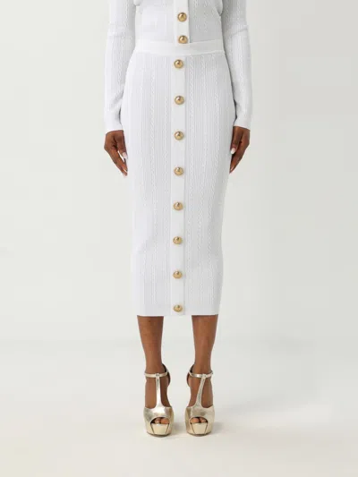 Balmain Long Skirt Viscose Blend In White