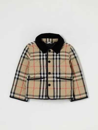 Burberry Boy's Milo Check Quilted Jacket In Brown