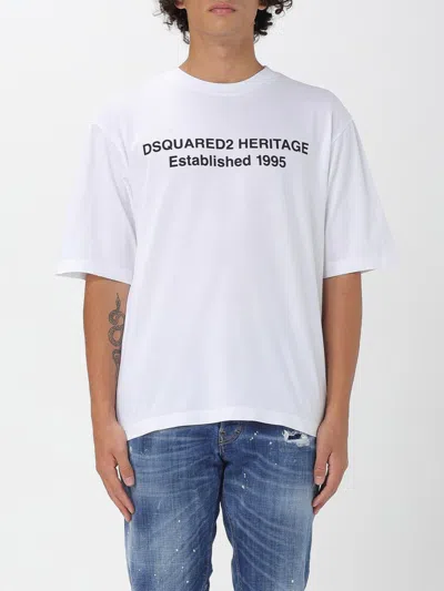 Dsquared2 Mens White Heritage 95 Text-print Cotton T-shirt In White