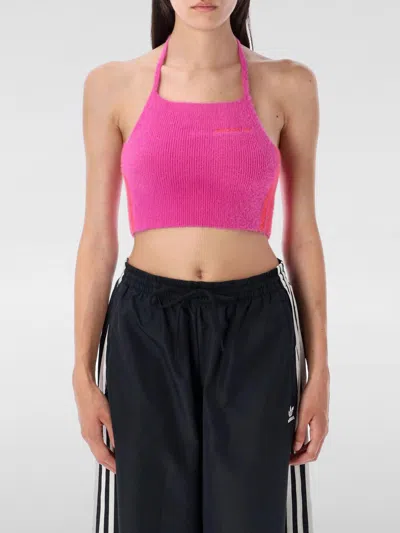 Adidas Originals Fluffy Knitted Halter Top In Pink