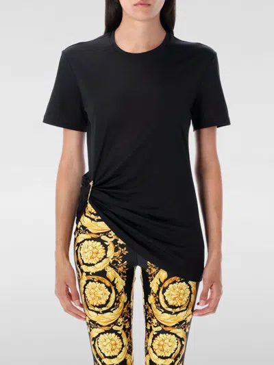 Versace Safety Pin Draped T-shirt In Black