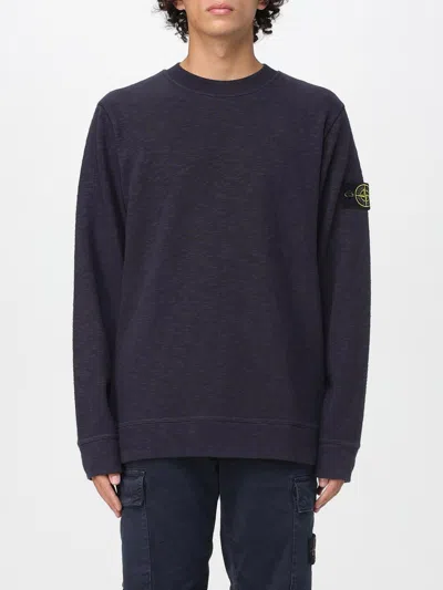 Stone Island Logo Crewneck Sweatshirt In Blue