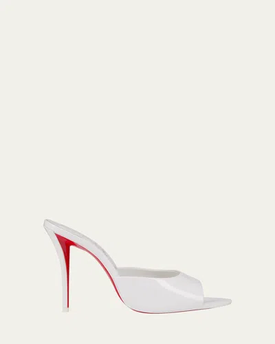 Christian Louboutin Miss Z Leather Red Sole Mule Sandals In White