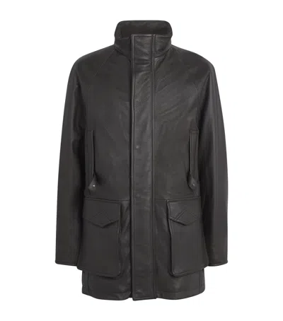 Purdey Deerskin Raglan Field Coat In Black