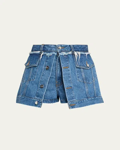 Monse Denim Jacket Front Shorts Indigo In Blue