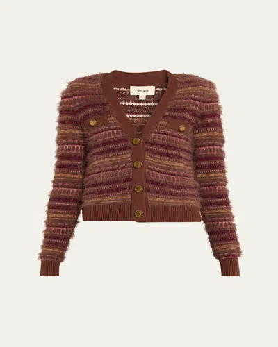 L'agence Ariadne Mixed Stripe Cardigan In Brown