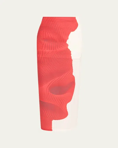 Issey Miyake Knit As Represented Column Maxi Skirt In Pink
