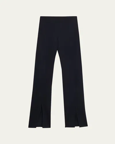 Max Mara Nebbia Slit-hem Straight-leg Wool Pants In Blue