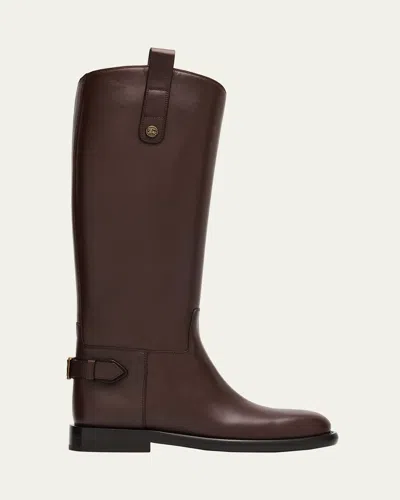 Burberry Cavalier Equestrian-knight Calf Leather Boots In Brown