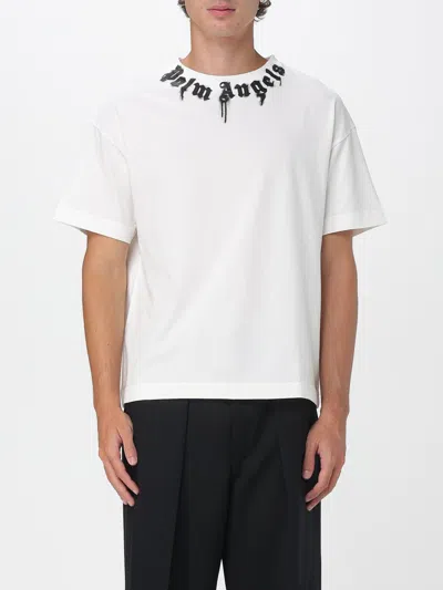 Palm Angels Curved Logo T-shirt In White