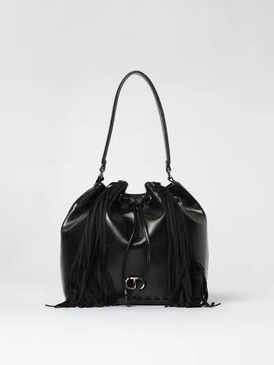 Twinset Structured Minimalist Bag With Smooth Black Exterior In Black