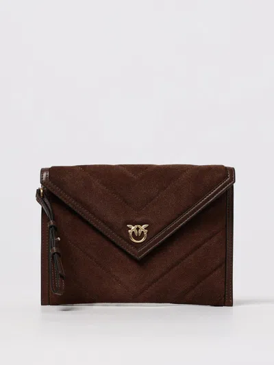 Pinko Suede Clutch In Brown