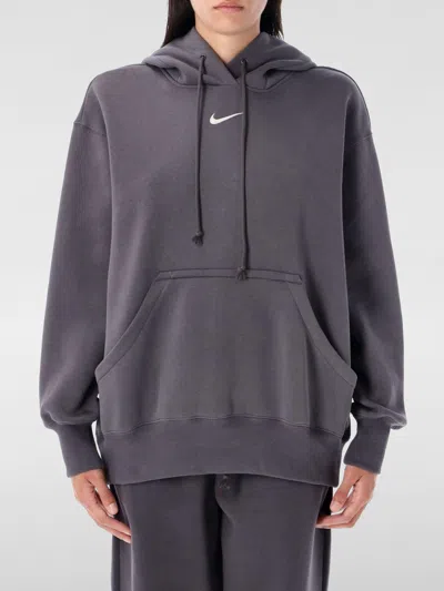 Nike Logo-embroidered Hoodie In Gray
