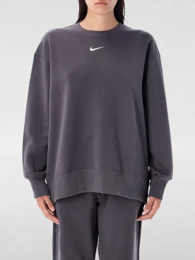 Nike Phoenix Swoosh Crew-neck Sweatshirt In Gray