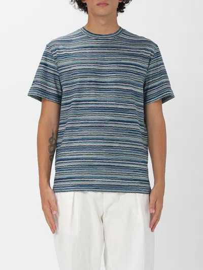 Missoni Flame-zigzag Pattern Crew-neck T-shirt In Blue