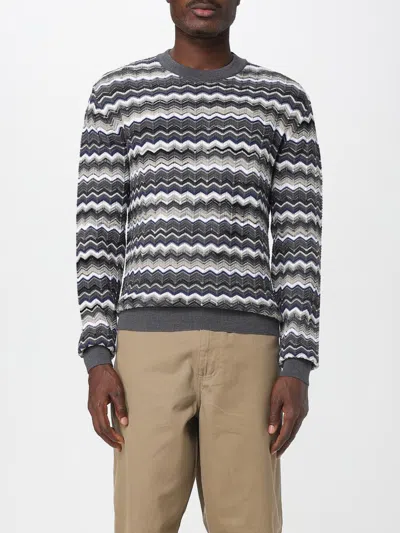 Missoni Crew Neck Sweater With Zigzag Pattern In Gray